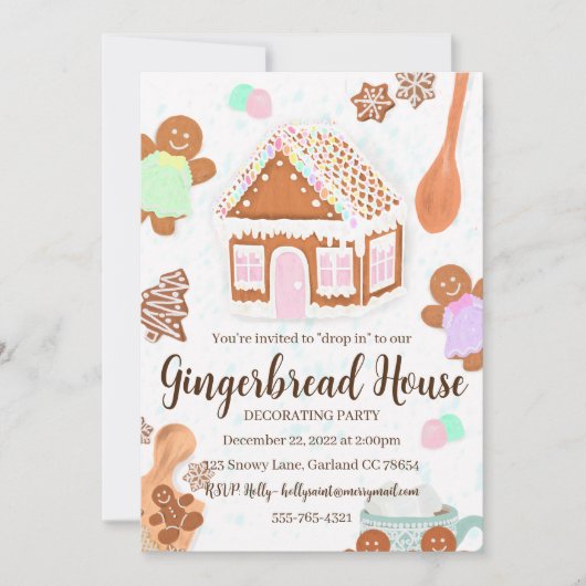 Invitation à la fête de la maison en pain d'épice  (Devant)