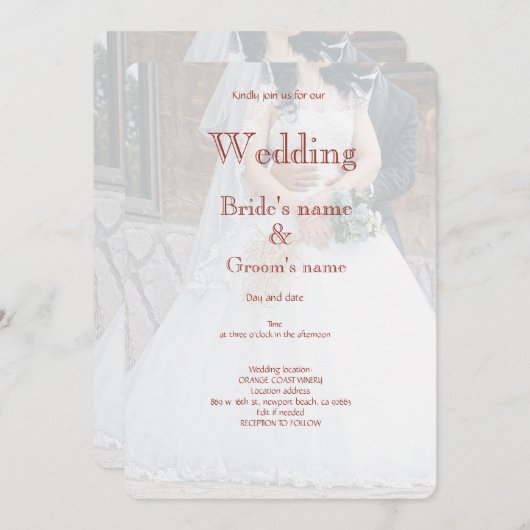 Invitation à la fête de la mariée (Devant / Derrière)