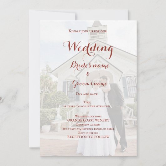 Invitation à la fête de la mariée (Devant)