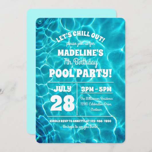 Invitation à la fête de la piscine (Devant / Derrière)
