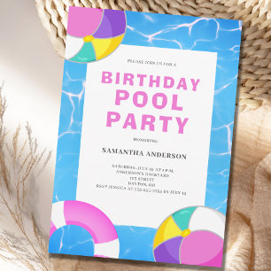 Invitation à la fête de la piscine d'anniversaire