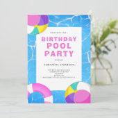 Invitation à la fête de la piscine d'anniversaire (Debout devant)