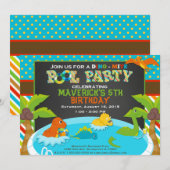 Invitation à la fête de la piscine de dinosaures - (Devant / Derrière)