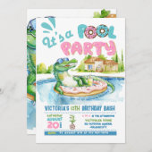 Invitation à la fête de la piscine de Donut croco (Devant / Derrière)