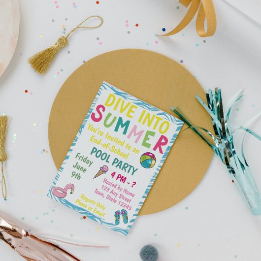 Invitation à la fête de la piscine d'été