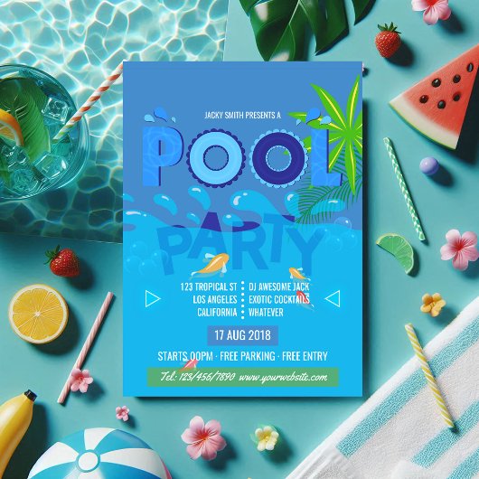 Invitation à la fête de la piscine d'été