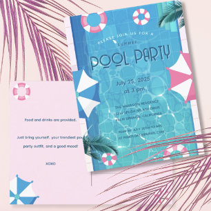Invitation à la fête de la piscine d'été branchée