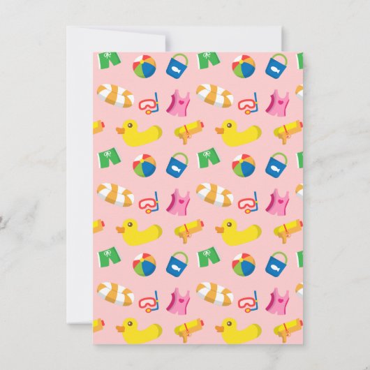 Invitation à la fête de la piscine d'été pour enfa (Dos)