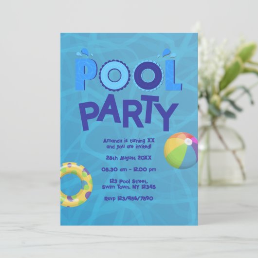 Invitation à la fête de la piscine d'été tropicale (Debout devant)