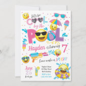 Invitation à la fête de la piscine Emoji, Annivers (Devant)