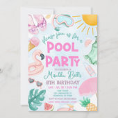 Invitation à la fête de la piscine, fête d'été pou (Devant)