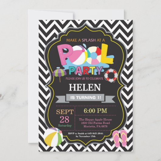 Invitation à la fête de la piscine Fille noire de  (Devant)