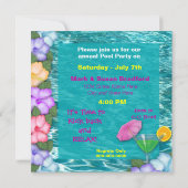 Invitation à la fête de la piscine - Fleurs d'eau (Dos)