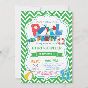 Invitation à la fête de la piscine Garçon de la so