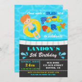 Invitation à la fête de la piscine invitation de p (Devant / Derrière)