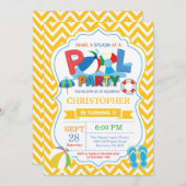 Invitation à la fête de la piscine Jaune Splash Bo (Devant / Derrière)