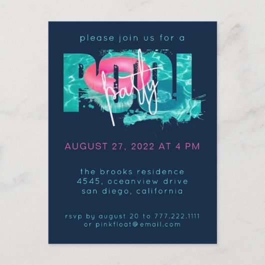 Invitation à la fête de la piscine moderne (Devant)