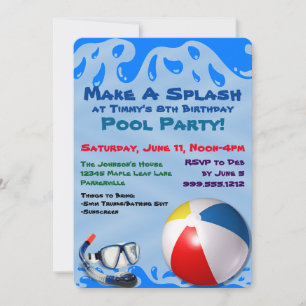 Invitation à la fête de la piscine pour enfants