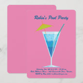 Invitation à la fête de la piscine rose tropicale (Devant / Derrière)