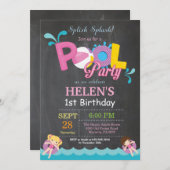 Invitation à la fête de la piscine Splish Splash G (Devant / Derrière)