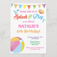 Invitation à la fête de la piscine Splish Splash G