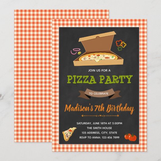 Invitation à la fête de la pizza (Devant / Derrière)