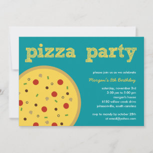 Invitation à la fête de la pizza (Turquoise)