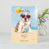 Invitation à la fête de la plage de Bulldog été (Debout devant)