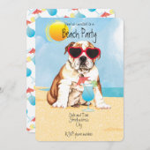 Invitation à la fête de la plage de Bulldog été (Devant / Derrière)