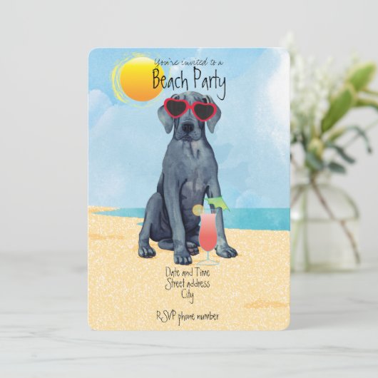 Invitation à la Fête de la plage de Great Dane (Debout devant)