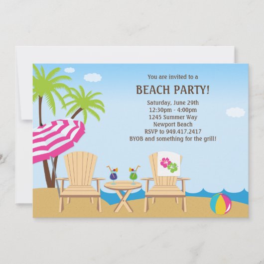 Invitation à la fête de la plage d'été (Devant)