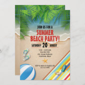 Invitation à la fête de la plage d'été tropical (Devant / Derrière)