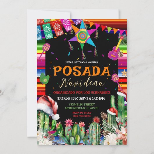 Invitation à la fête de la Posada de Noël mexicain (Devant)
