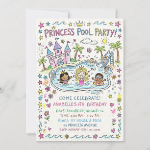 Invitation à la fête de la princesse à la piscine