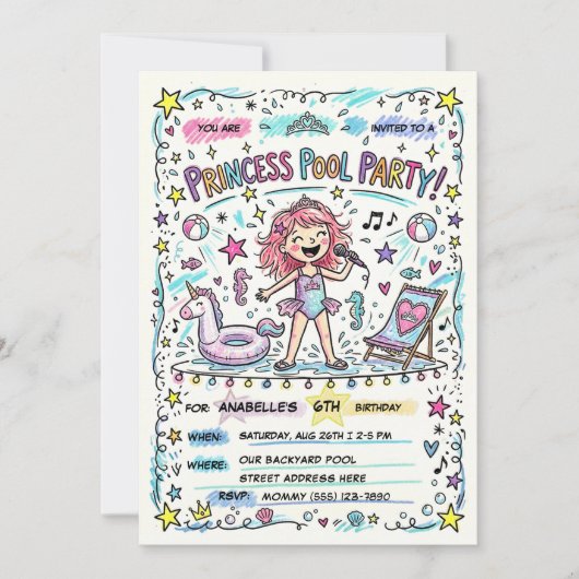 Invitation à la fête de la princesse étoile de la (Devant)
