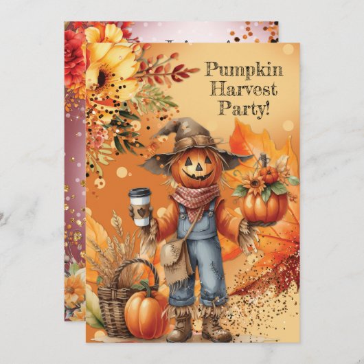 Invitation à la fête de la récolte de citrouilles (Devant / Derrière)