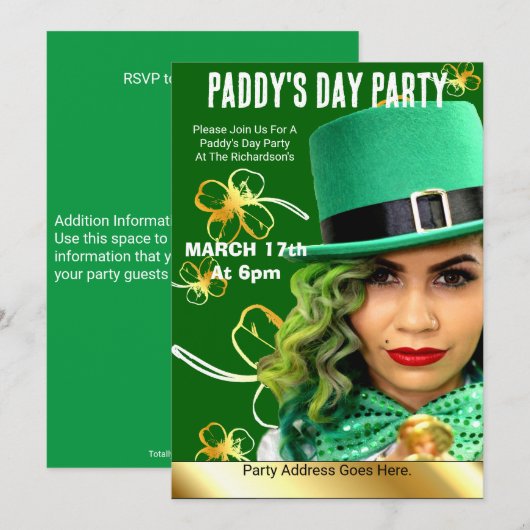 Invitation à la fête de la Saint-Patrick (Devant / Derrière)
