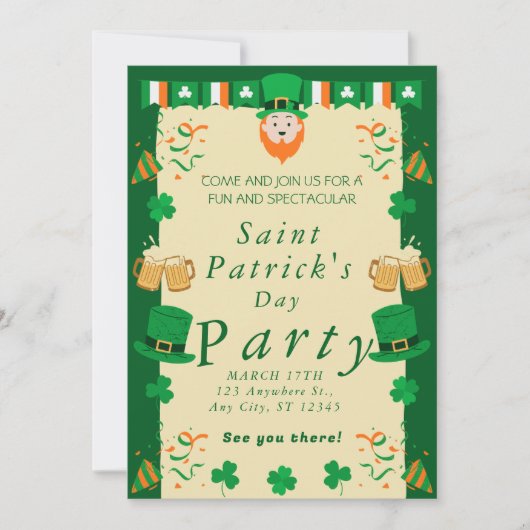 Invitation à la fête de la Saint Patrick (Devant)
