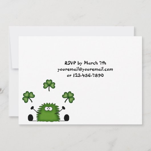 Invitation à la fête de la Saint Patrick (Dos)