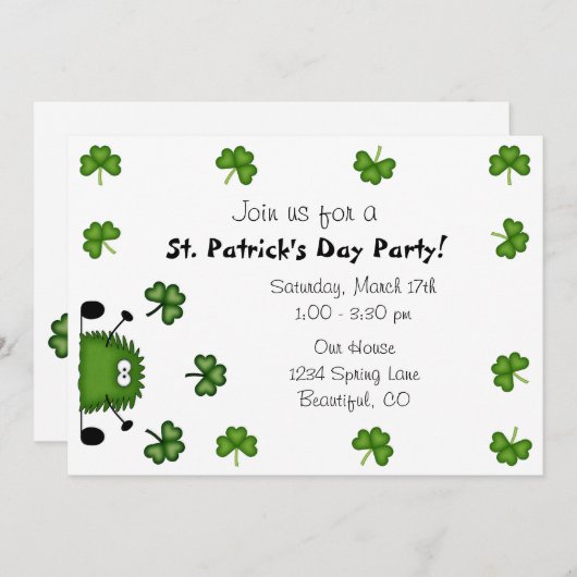 Invitation à la fête de la Saint Patrick (Devant / Derrière)