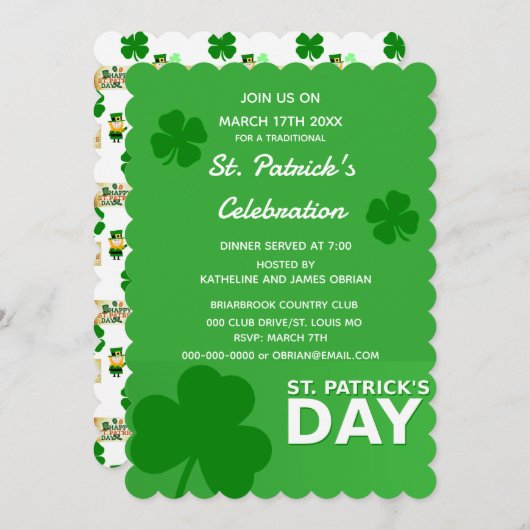 Invitation à la fête de la Saint-Patrick (Devant / Derrière)