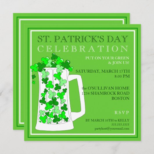 Invitation à la fête de la Saint-Patrick (Devant / Derrière)