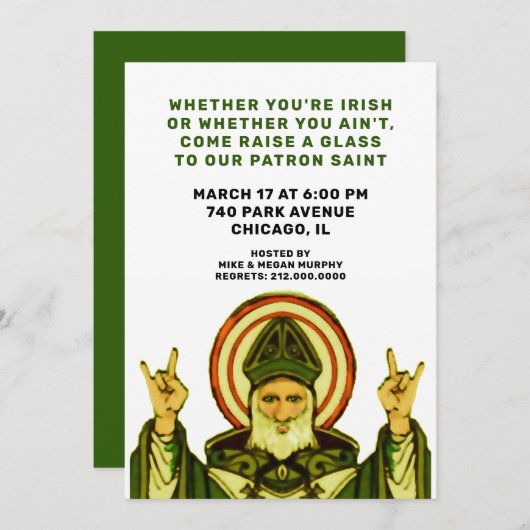 Invitation à la fête de la Saint-Patrick (Devant / Derrière)