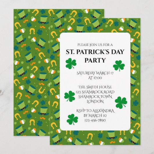 Invitation à la fête de la Saint Patrick (Devant / Derrière)