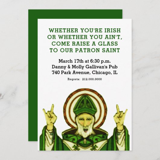 Invitation à la fête de la Saint-Patrick (Devant / Derrière)