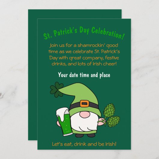 Invitation à la fête de la Saint-Patrick (Devant / Derrière)