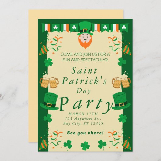 Invitation à la fête de la Saint Patrick (Devant / Derrière)