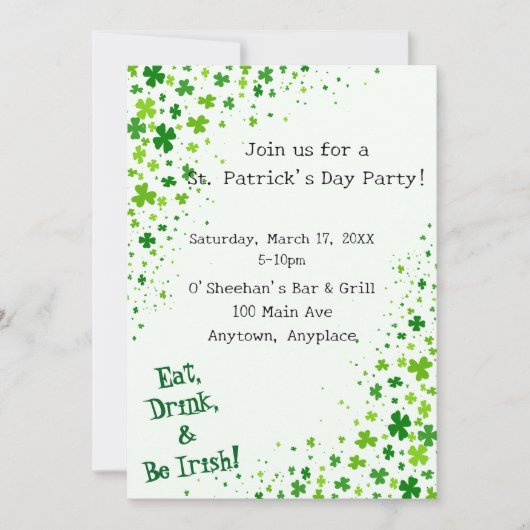 Invitation à la fête de la Saint-Patrick (Devant)