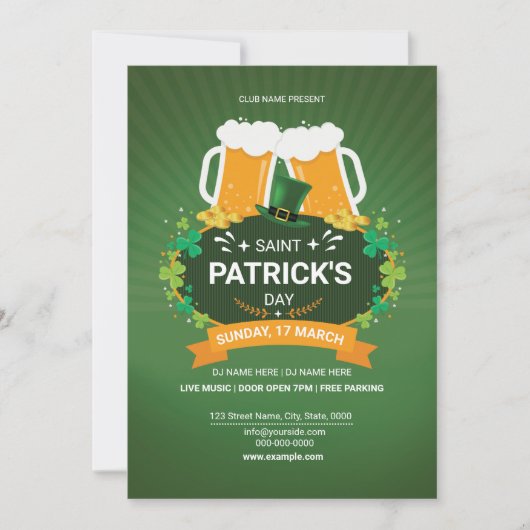 Invitation à la fête de la Saint-Patrick (Devant)