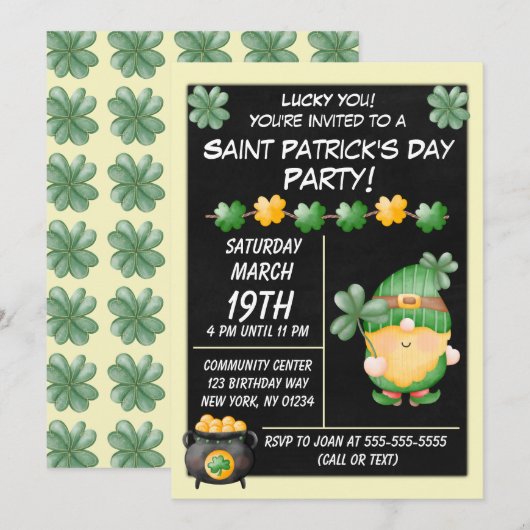 Invitation à la fête de la Saint-Patrick Lucky Gol (Devant / Derrière)